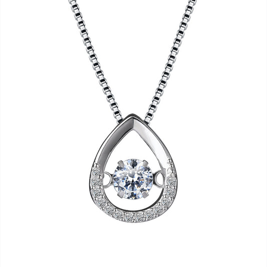 (Pendant Only) Pear Drop with Round Zircon Silver Pendant for Women