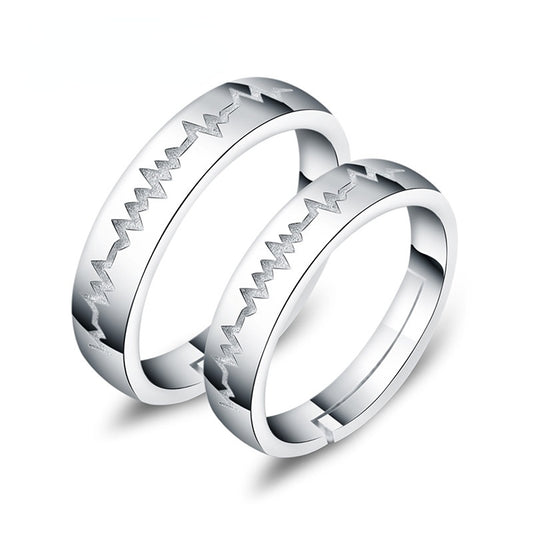 Heartbeat Silver Couple Ring for Women