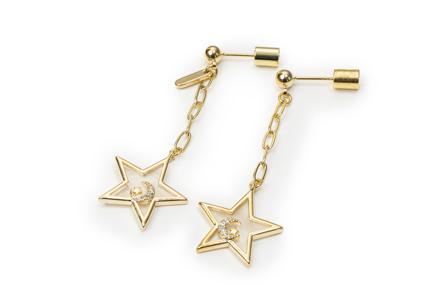 Planderful Golden Star Drop Earrings - Golden Drop Earrings for Women