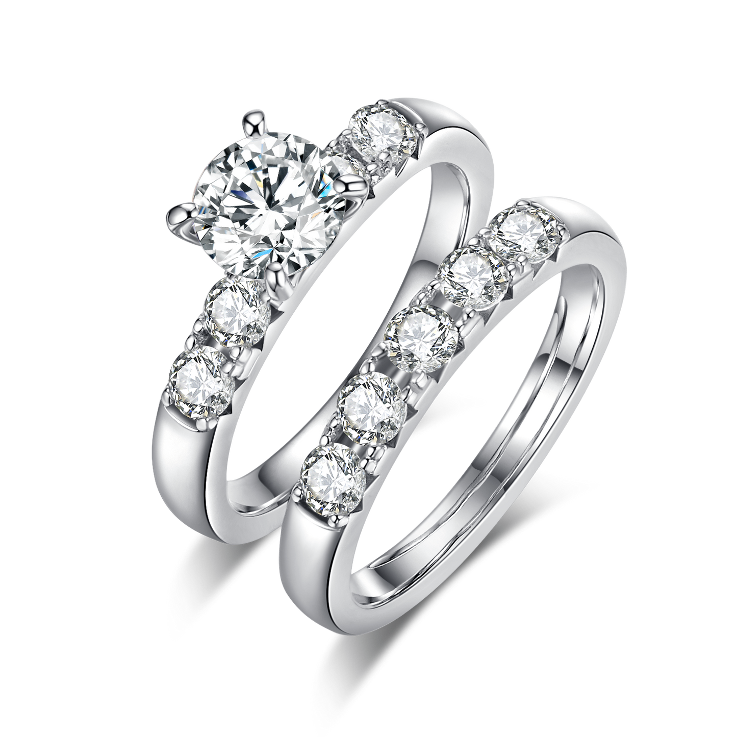Moissanite Five Stone Round Cut Band Rings Pack for Women