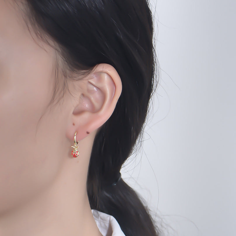 Seven Star Ladybug Silver Drop Earrings for Women