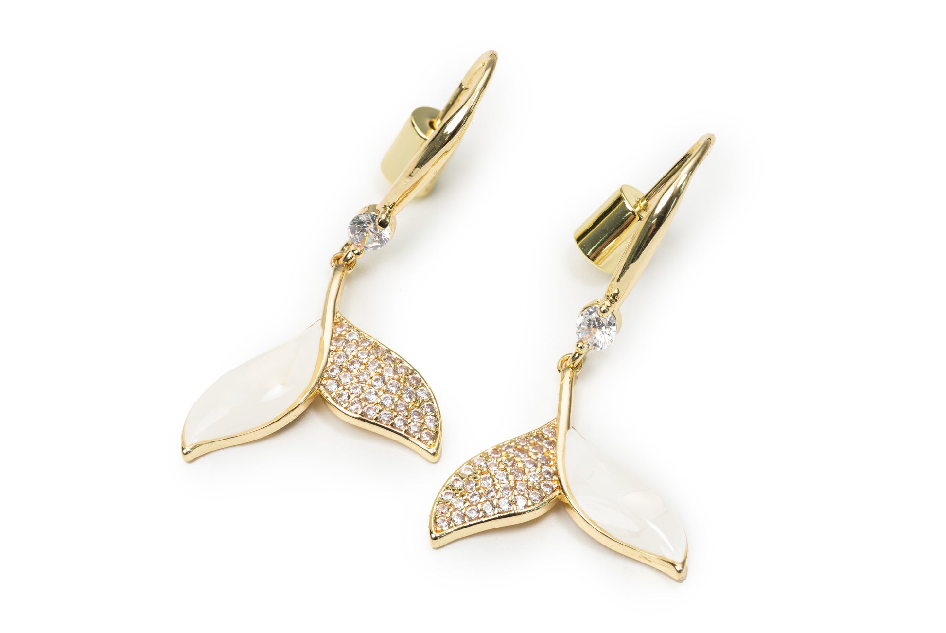 Planderful Golden Mermaid Tail Drop Earrings - Golden Drop Earing for Women
