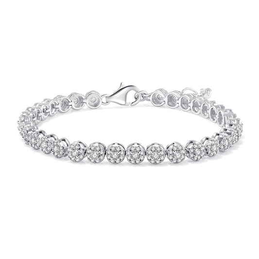 Sterling Silver RoundSterling Silver Round Cut 3.5CT Moissanite Bracelet for Women
