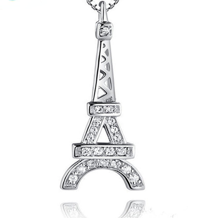 (Pendant Only) Zircon Tower Silver Pendant for Women