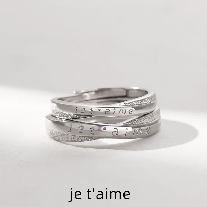 French Silver Couple Ring for Women