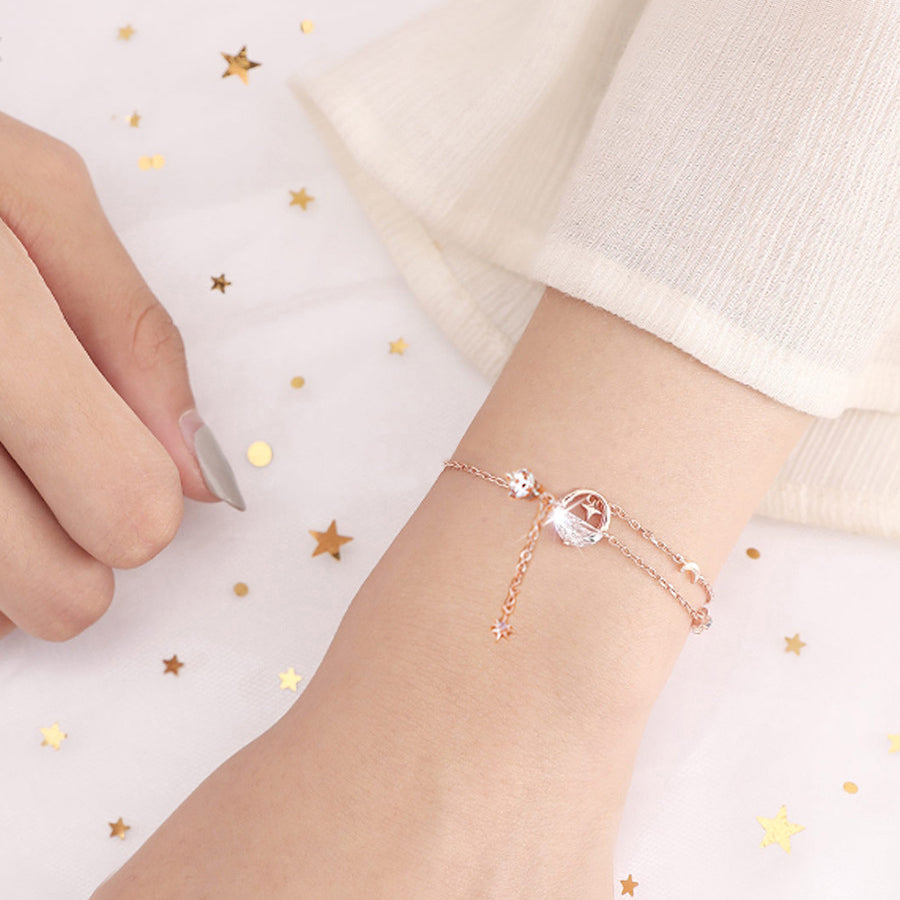 Star Ocean with Zircon Silver Bracelet for Women