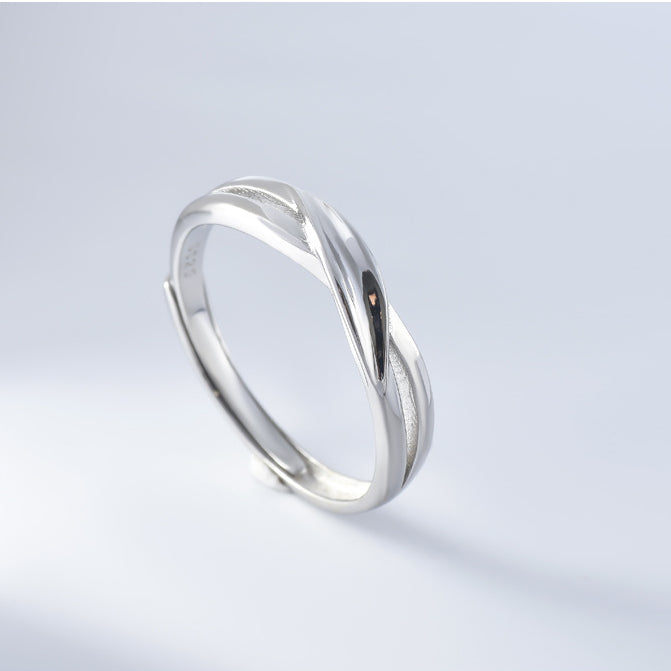 Irregular Lines with Zircon Silver Couple Ring for Women