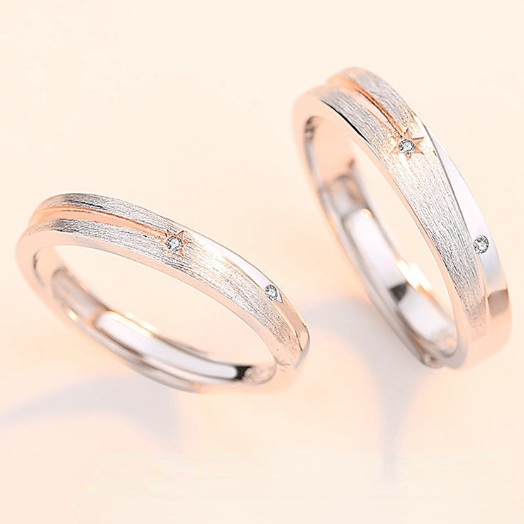 Wishing Meteor Zircon Silver Couple Ring