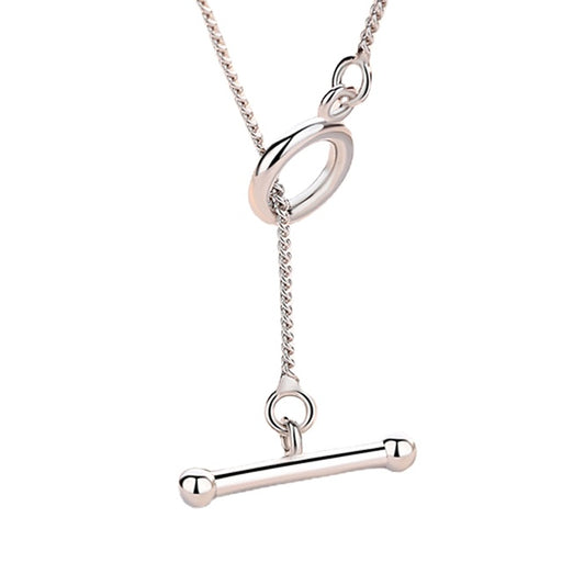 Round Buckle with Strip Silver Necklace for Women