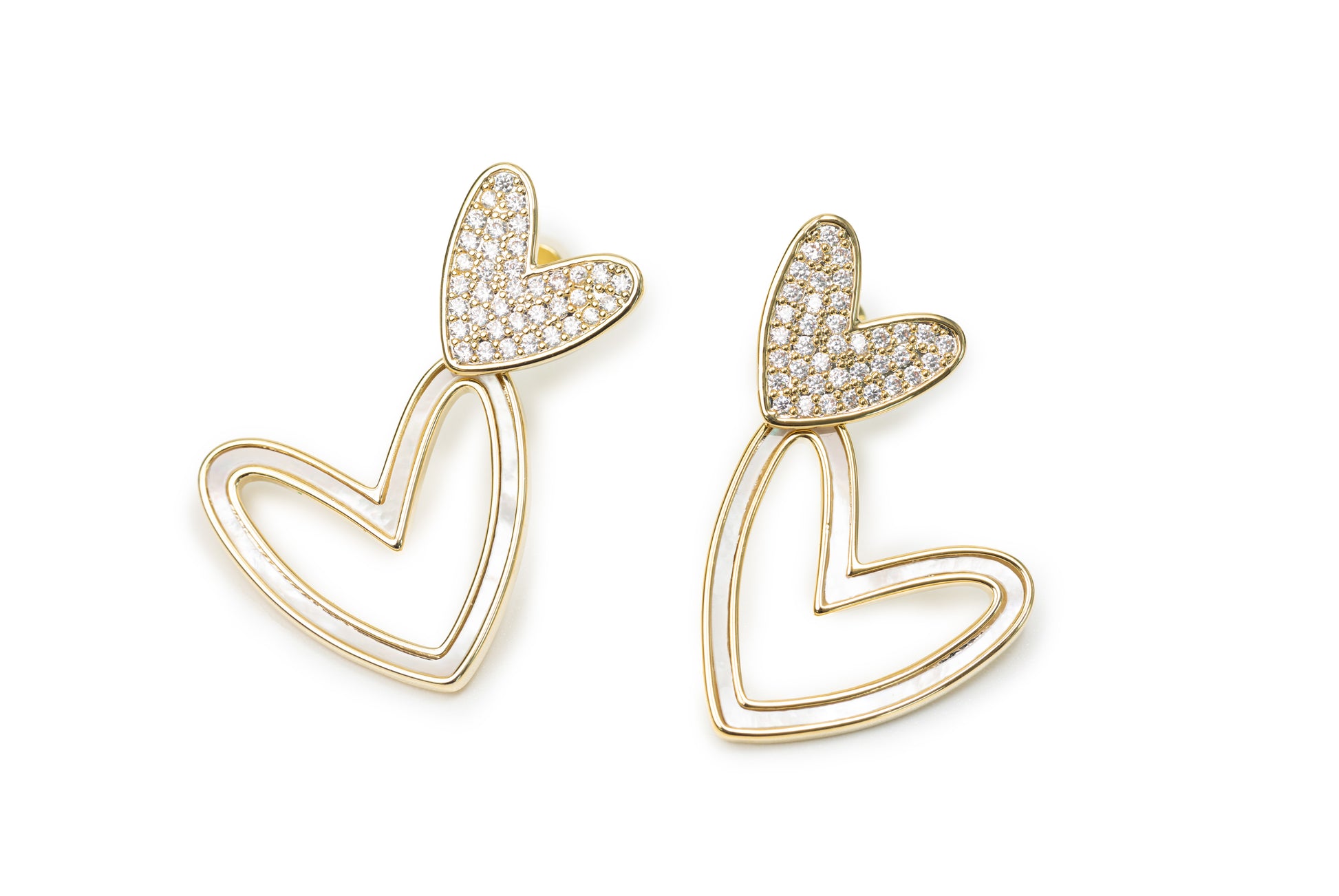 Heart on Heart Drop Earrings - Golden Drop Earings for Women