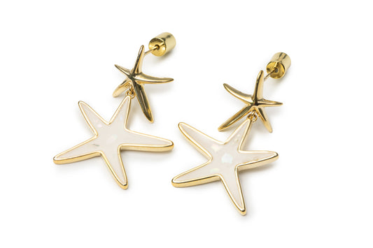 Planderful Star on Star Drop Earrings - Golden Drop Earrings