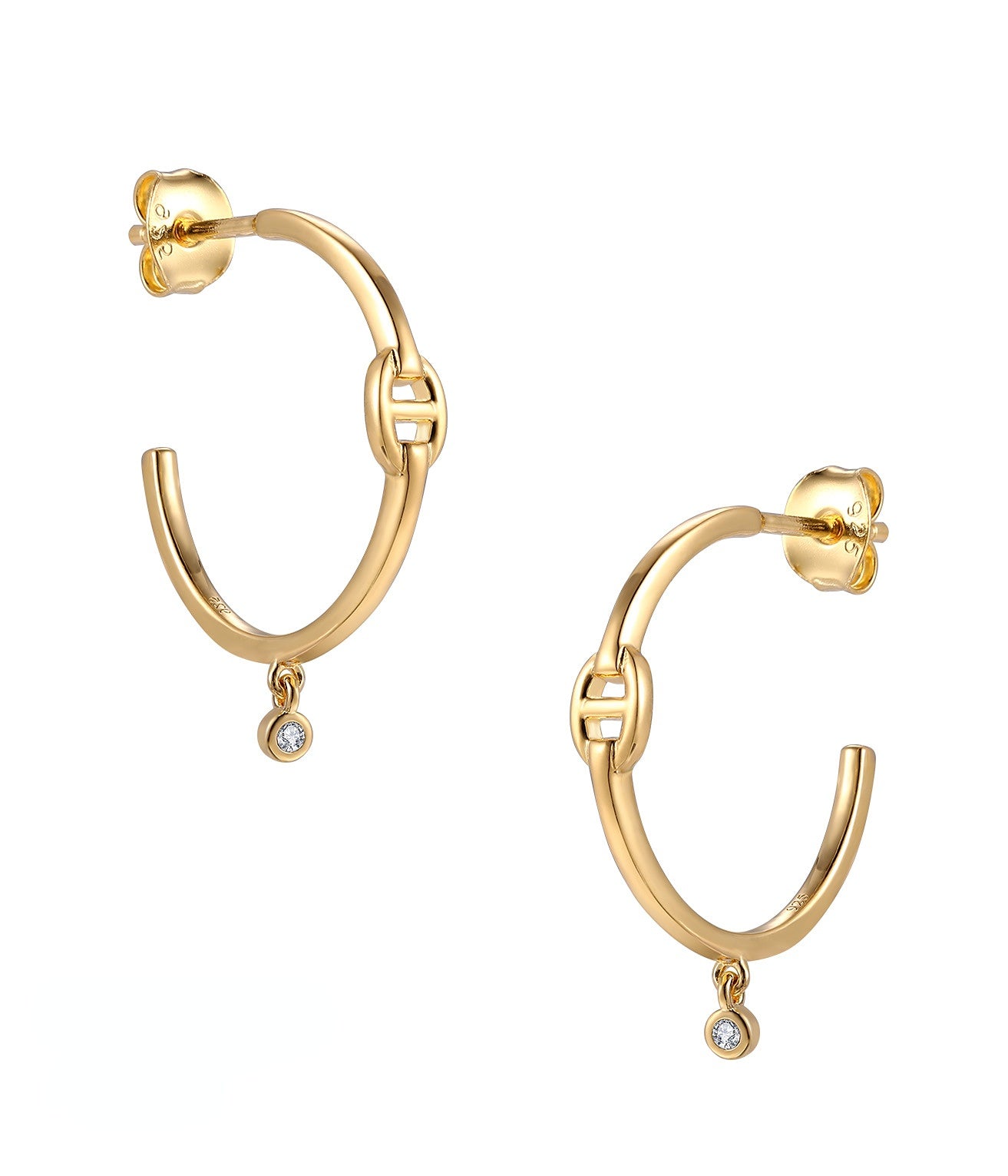 θ C-shape Silver Studs Earrings for Women