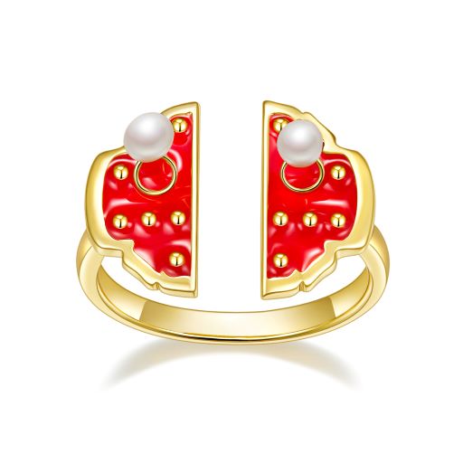 Forbidden City Gate Enamel with Pearl Ring for Women