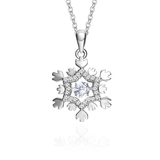 (Pendant Only) Snowflake with Zircon Silver Pendant for Women
