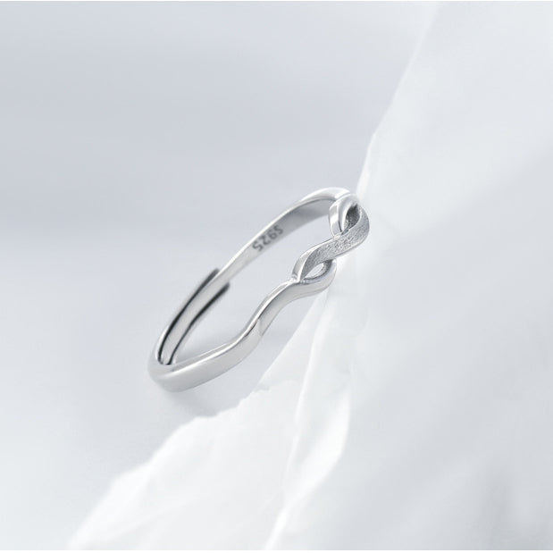 Brushed Waves Silver Couple Ring for Women