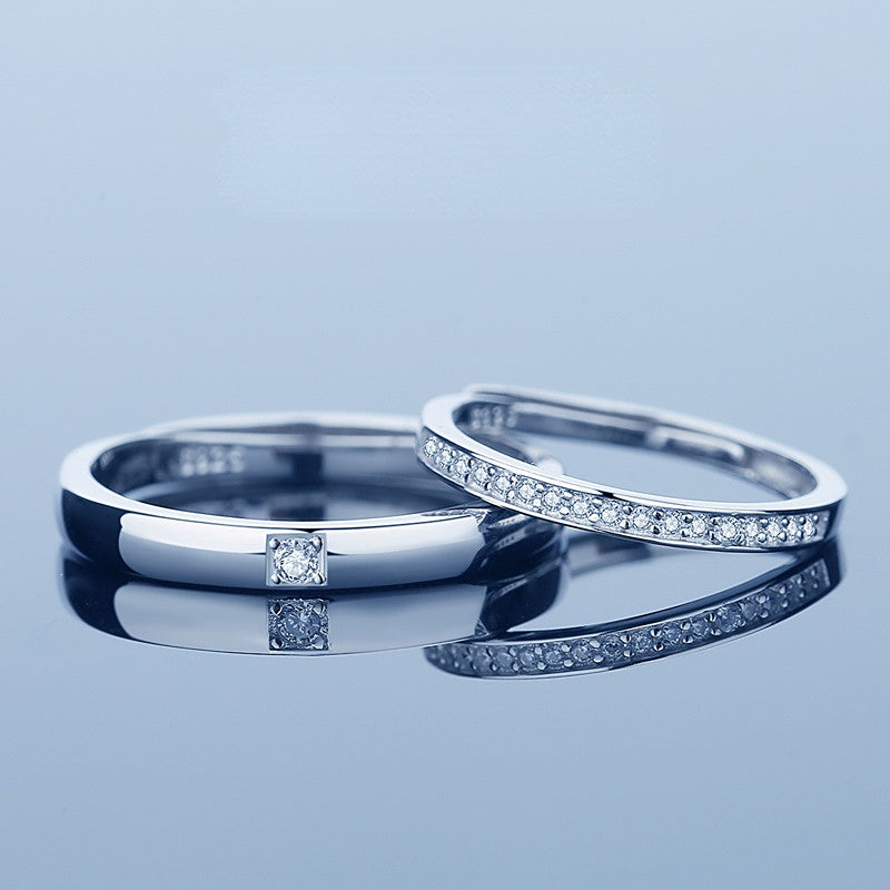 Classic Zircon Silver Couple Rings for Women