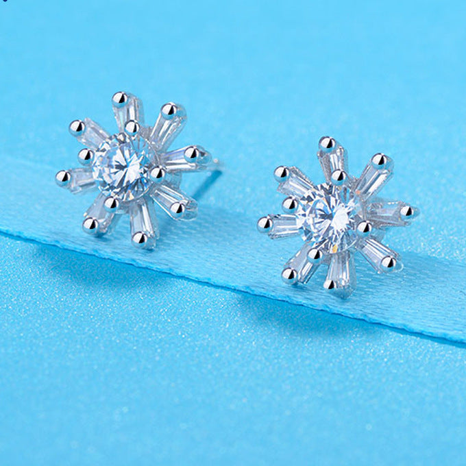 Chrysanthemum Silver Studs Earrings for Women