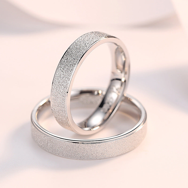 Frosted Silver Couple Ring for Women
