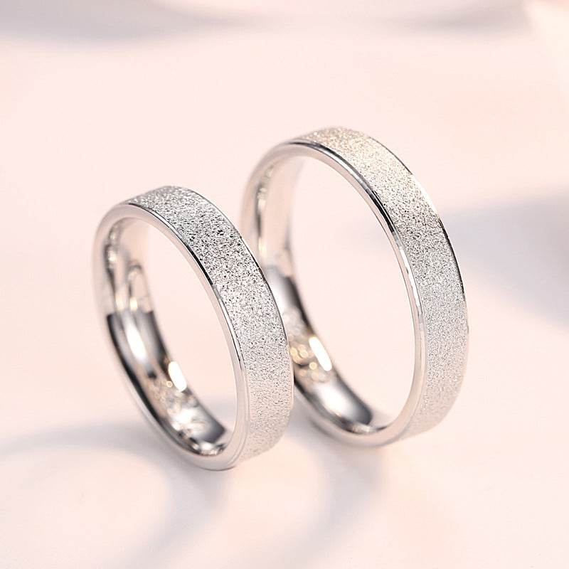 Frosted Silver Couple Ring for Women