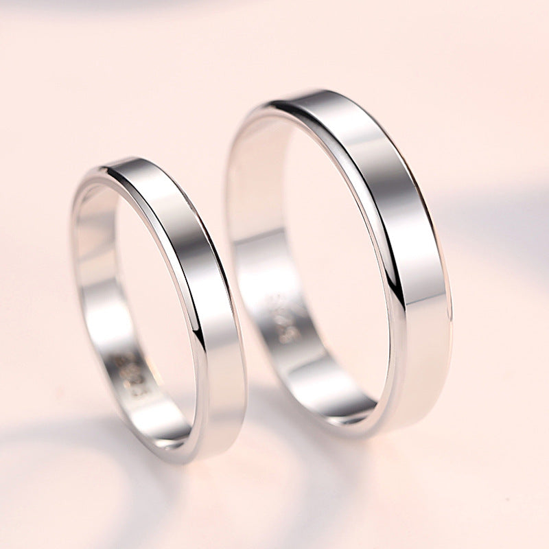 Glossy Silver Ring Couple Ring for Women