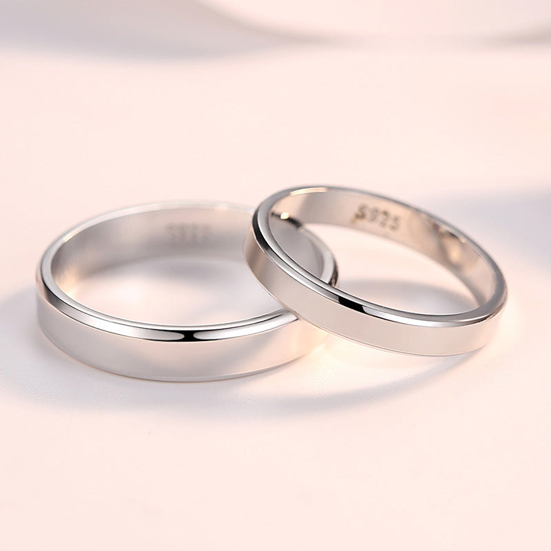 Engravable Simple Couple Rings In 925 Sterling Silver For Valentine's Day  present