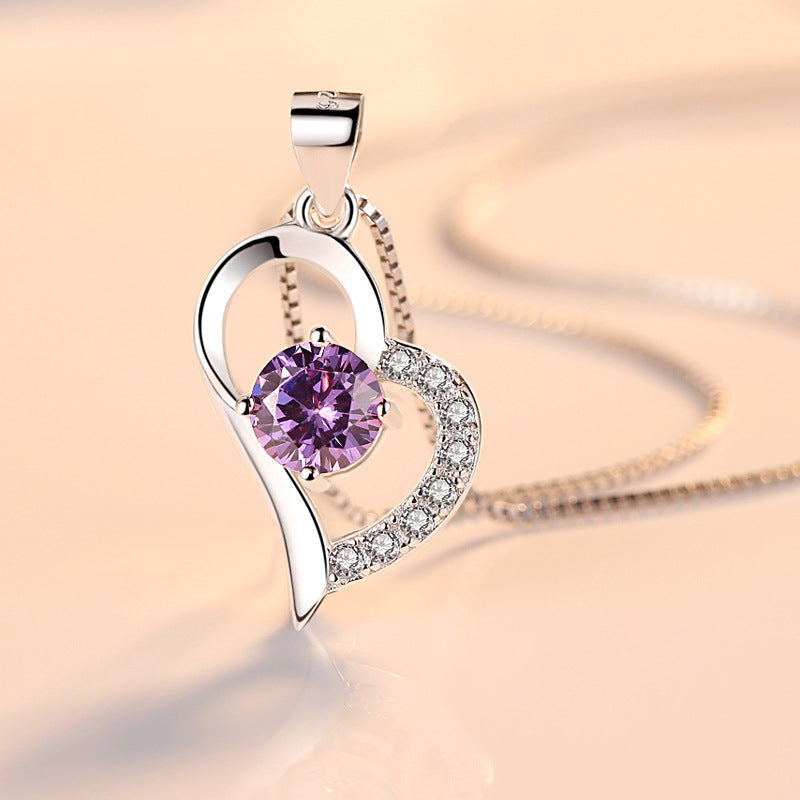 (Pendant Only) Love with Round Zircon Silver Pendant for Women