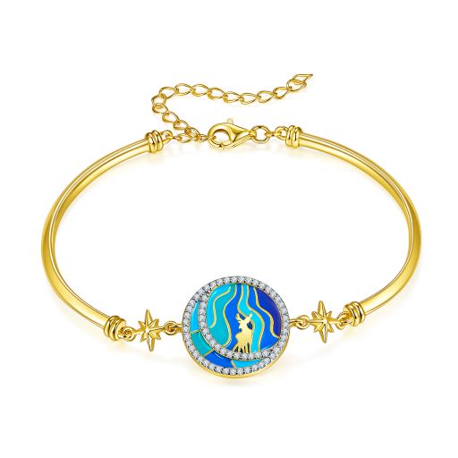 Golden Moonnight Deer Enamel Bracelet for Women