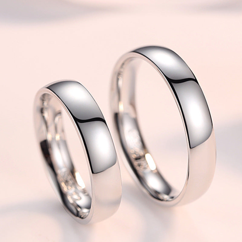 Smooth Inner Arc Silver Couple Ring for Women