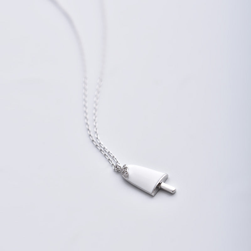 White Ice Stick with Zircon Pendant Silver Necklace for Women