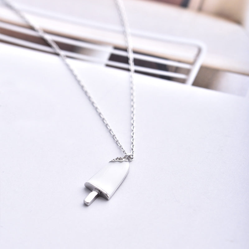 White Ice Stick with Zircon Pendant Silver Necklace for Women