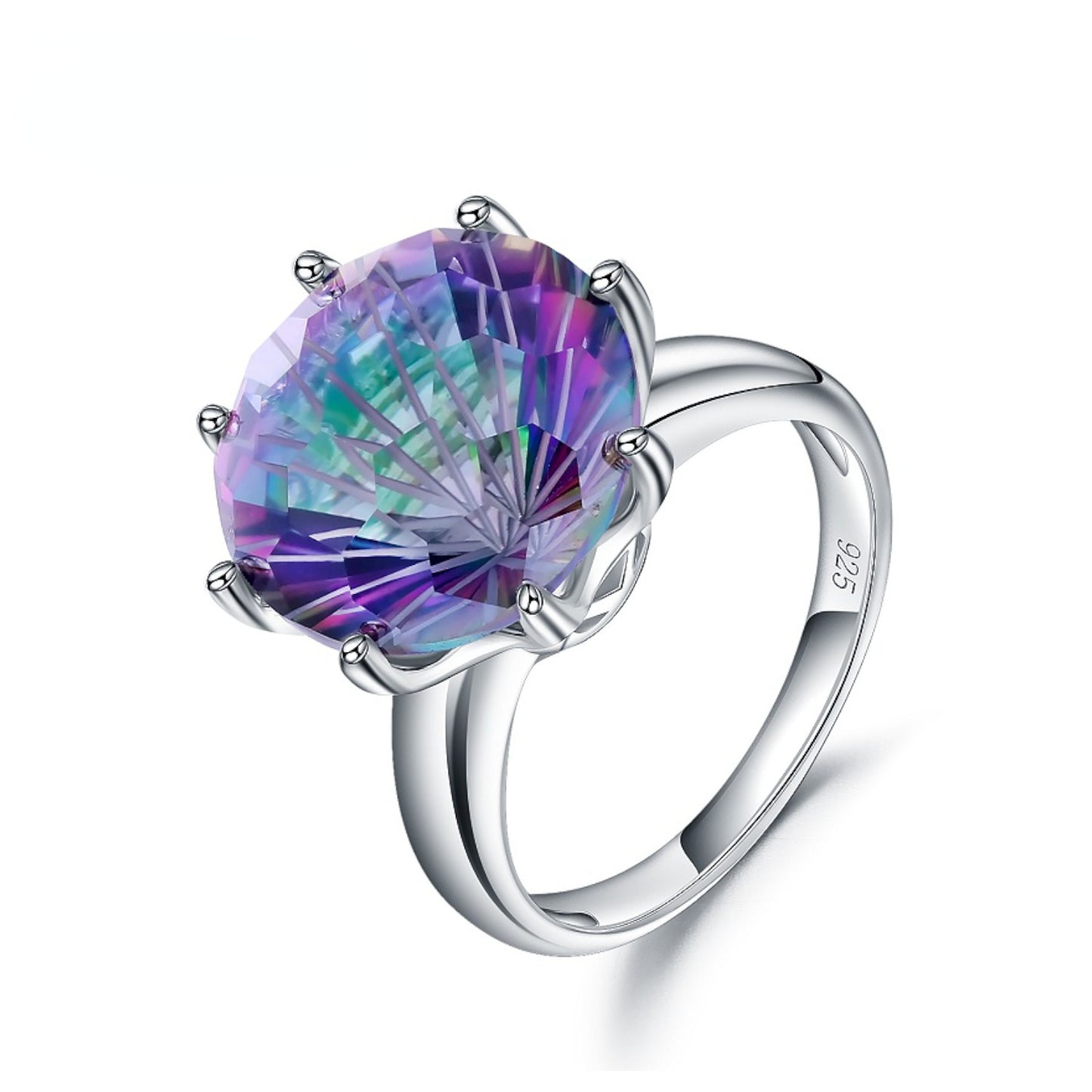 European and American Fashion Sense Inlaid Luxury 14*14mm Colourful Crystal Silver Ring for Women