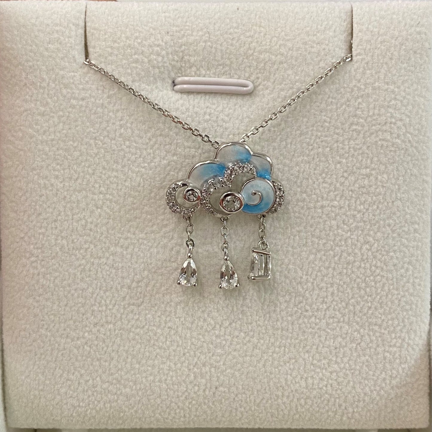 Blue Cloud Enamel Silver Necklace for Women