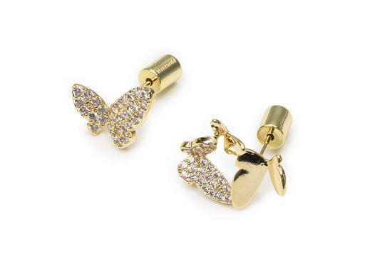 Planderful Zircon Butterfly Studs - Golden Studs for Women