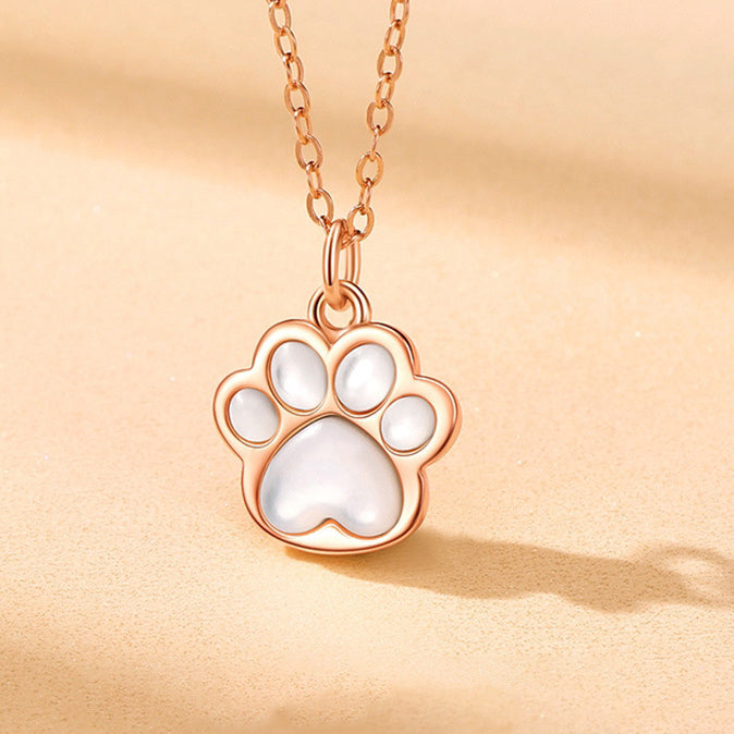 Mother of Pearl Cat Claw Silver Necklace for Women