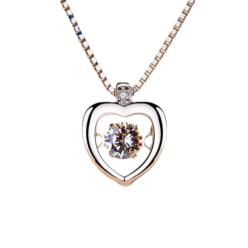 (Pendant Only) Heart with Round Zircon Silver Pendant for Women