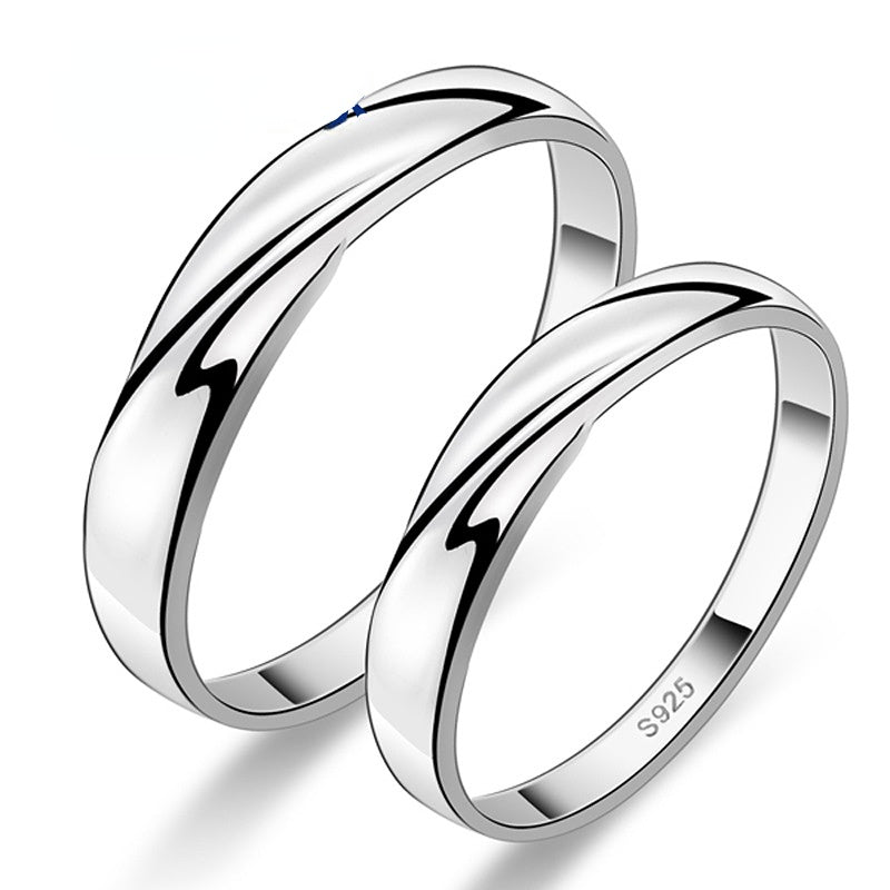 Stripe Silver Couple Ring for Women