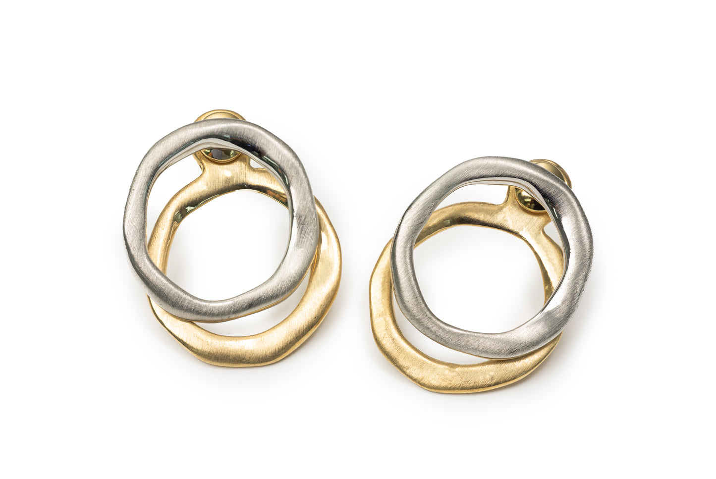 Irregular Gold and Silver Drop Earrings -Silver and Golden Drop Earrings for Women