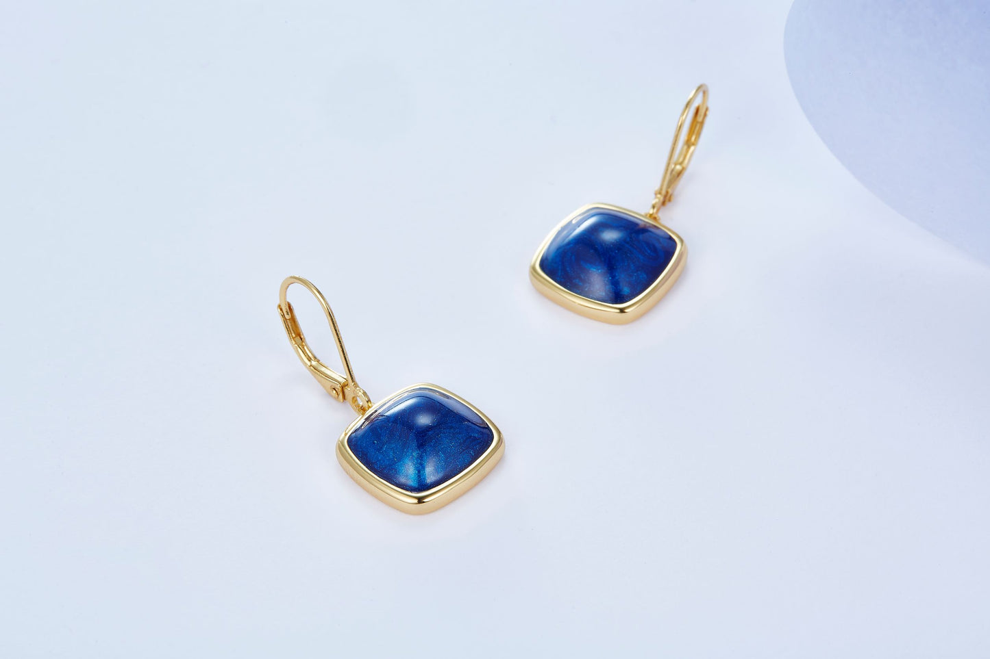 Blue Ocean Enamel Drop Earrings for Women