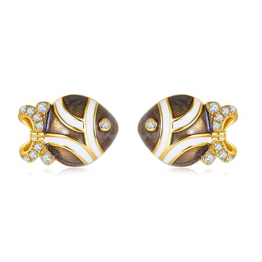 Flounder Fish  Enamel Studs Earrings for Women