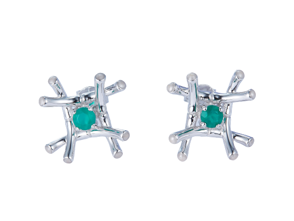 (Two Colours) Small Bamboo Enamel Studs Earrings for Women