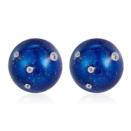 Galaxy Dots Enamel Silver Studs Earrings for Women