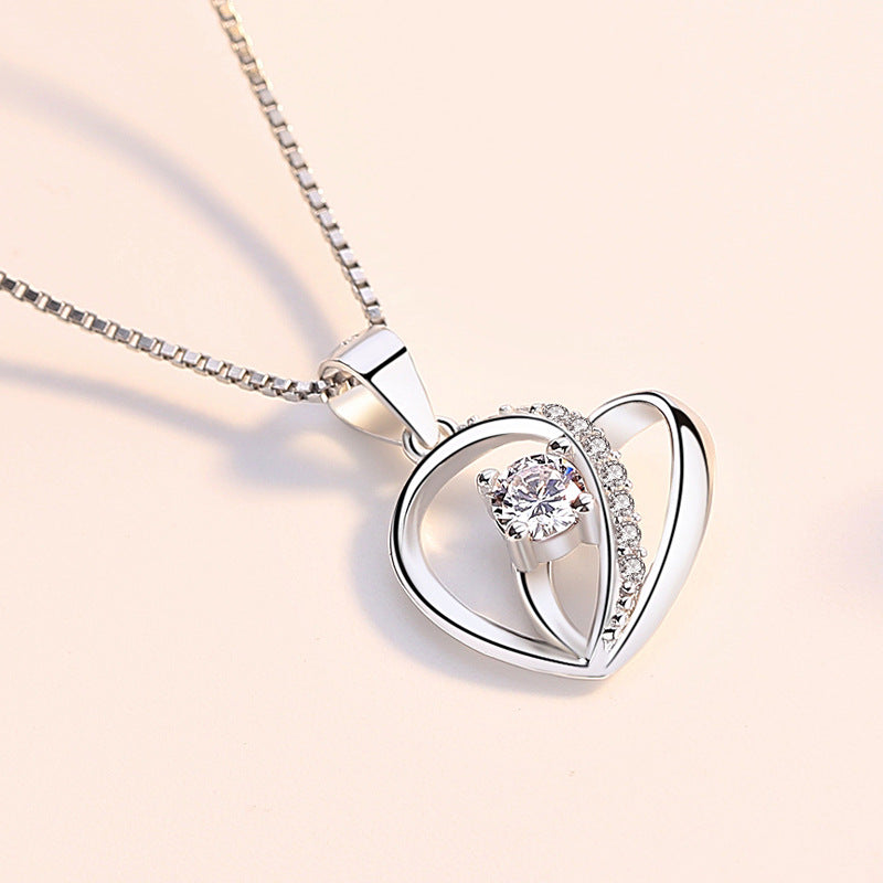 (Pendant Only) Valentine's Day Gift Love with Round Zircon Silver Pendant for Women