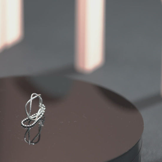 X Ring with Chain - Silver Ring for Women 