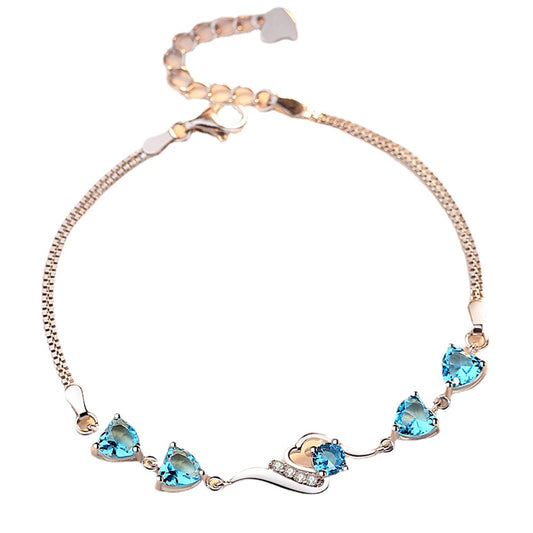 Blue Zircon Silver Bracelet for Women
