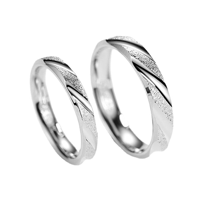 Frosting Twill Silver Couple Ring for Women