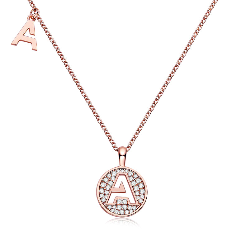 (Rose Gold Colour) Letter A Moissanite Necklace for Women