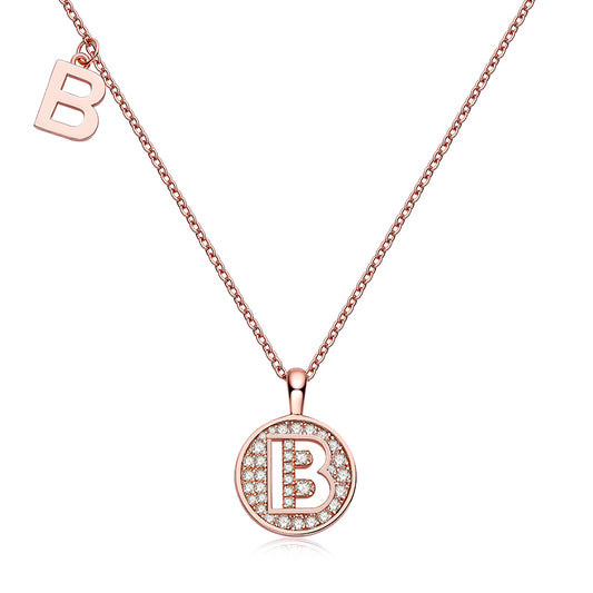 (Rose Gold Colour) Letter B Moissanite Necklace for Women