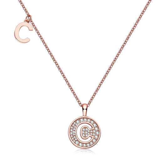 (Rose Gold Colour) Letter C Moissanite Necklace for Women
