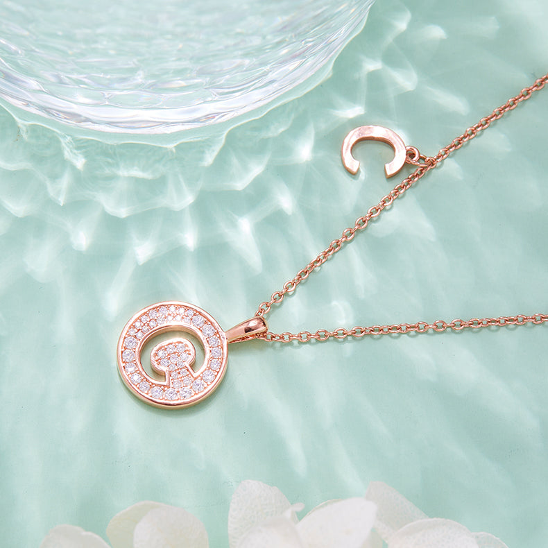 (Rose Gold Colour) Letter C Moissanite Necklace for Women