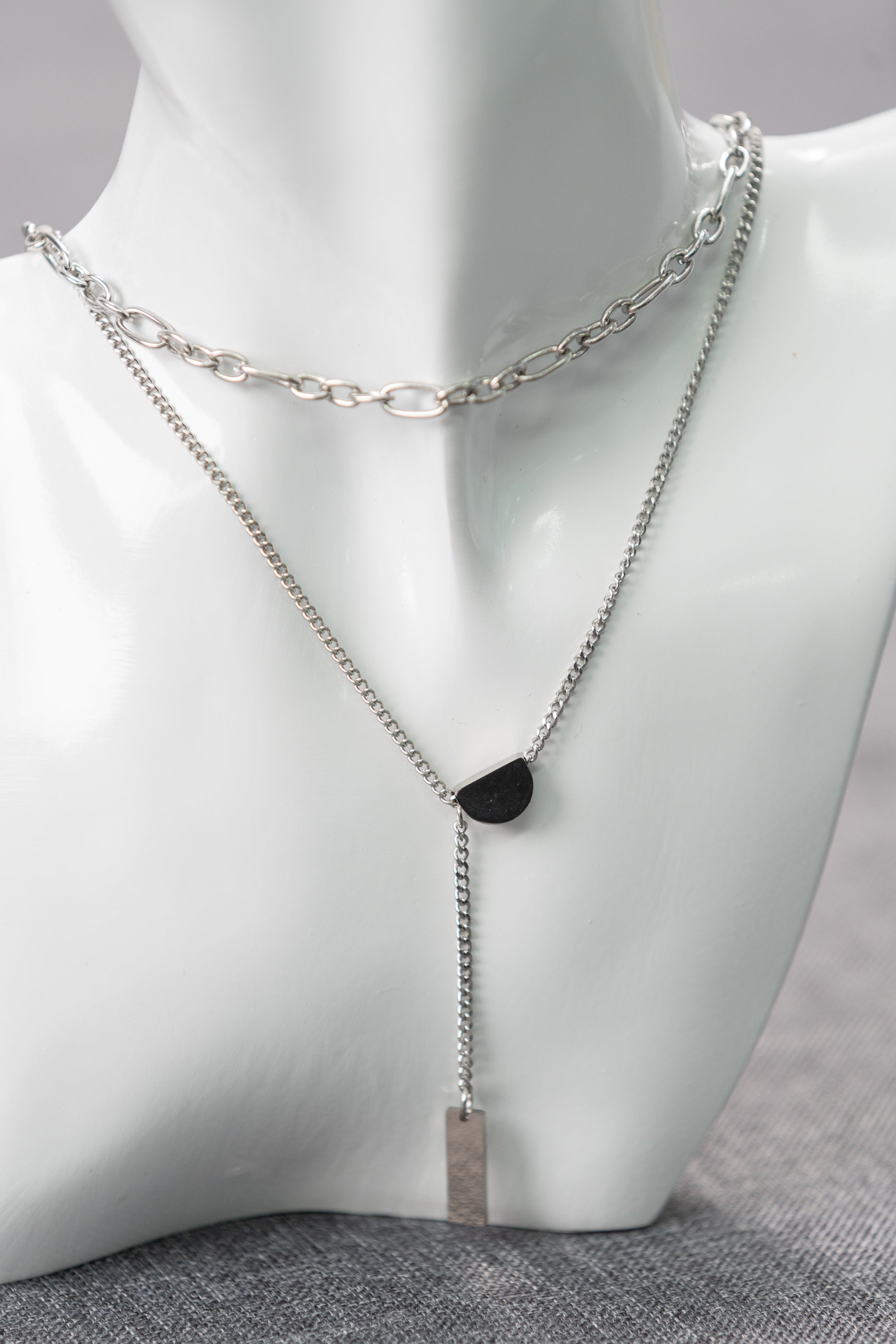 Layered Half-moon Necklace - Silber Necklace for Women
